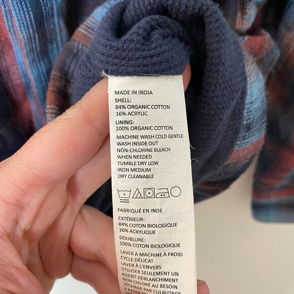 PRANA Mens Glover Park Blue Red Plaid Lined Flannel Shacket Size Large - Picture 6 of 9